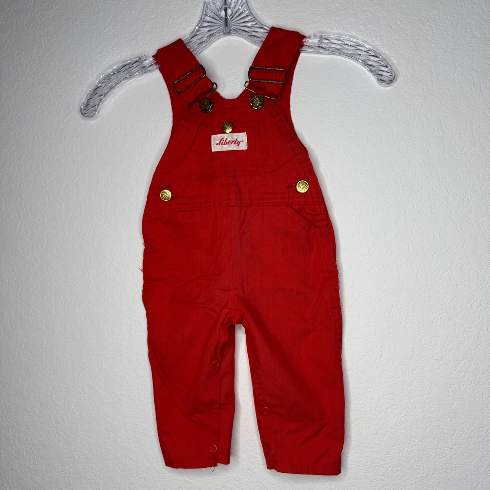 Liberty Vintage Red Overalls Baby 12M Made in USA Bib Overalls WIB19507